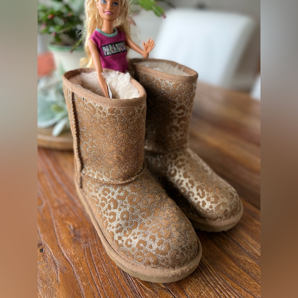 UGG Classic ll Boots,  Chestnut with Glitter Snow Leopard Print